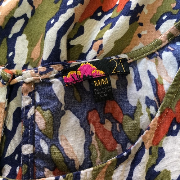 Forever 21 Mini Dress Tunic M Blue Green White - Picture 6 of 8